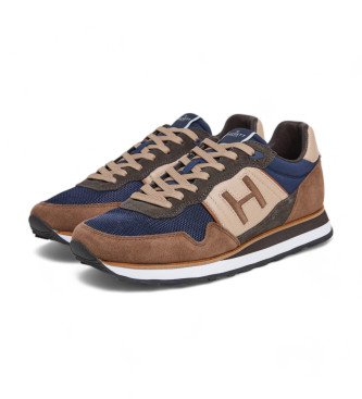 Hackett London Skórzane sneakersy Telfor Vibe granatowy, brązowy