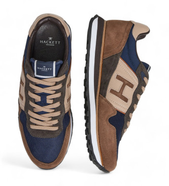 Hackett London Skórzane sneakersy Telfor Vibe granatowy, brązowy