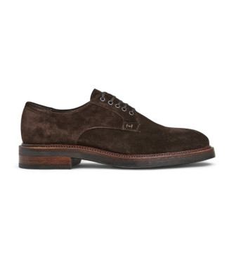 Hackett London Sapatos Egmont em pele de veludo castanho