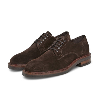 Hackett London Sapatos Egmont em pele de veludo castanho