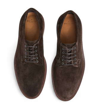 Hackett London Sapatos Egmont em pele de veludo castanho