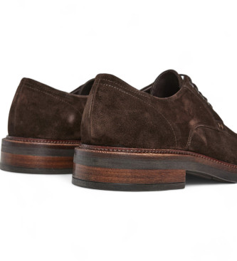 Hackett London Sapatos Egmont em pele de veludo castanho