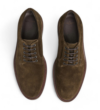 Hackett London Egmont Velvet leather shoes brown greenish brown