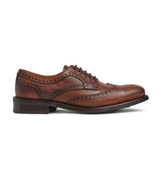 Hackett London Brązowe skórzane buty Jame Brogue