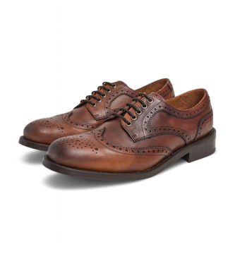 Hackett London Brązowe skórzane buty Jame Brogue