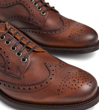 Hackett London Brązowe skórzane buty Jame Brogue