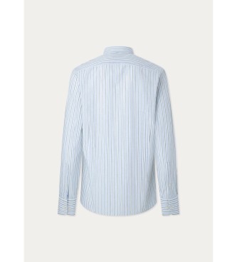 Hackett London Mel Cot Linen Stripe Shirt blue