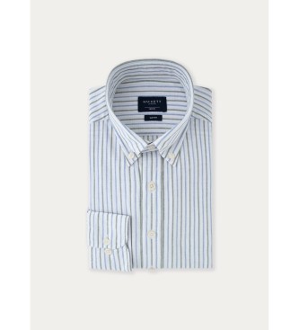 Hackett London Camisa Mel Cot Linen Stripe azul