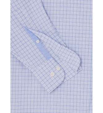 Hackett London Melanżowa klasyczna koszula w kratę niebieska