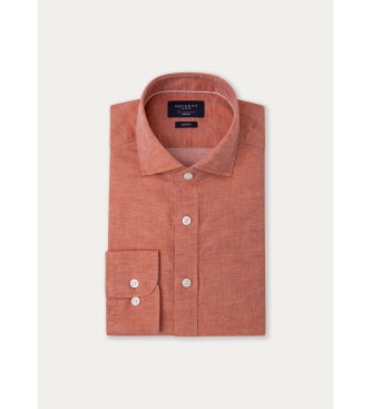 Hackett London Shirt gemleerd katoen linnen rood