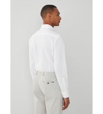 Hackett London Camisa Melange Cotton Linen blanco