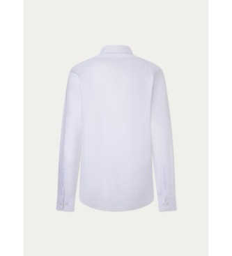 Hackett London Shirt Melange Cotton Linen white