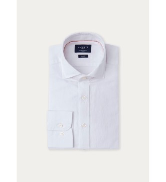 Hackett London Shirt Melange Cotton Linen white