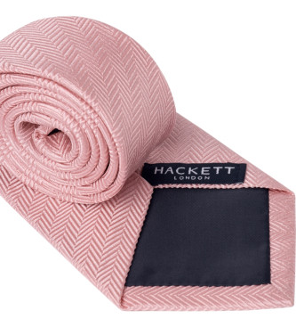 Hackett London Gravata Melange em espinha de peixe cor-de-rosa