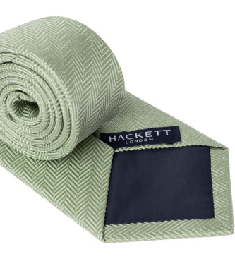 Hackett London Gravata Melange em espinha de peixe verde
