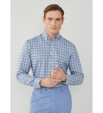 Hackett London Melanżowa koszula w kratę w kolorze niebieskim