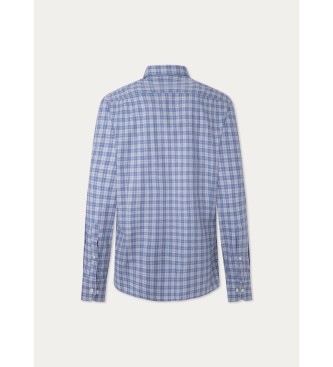 Hackett London Camisa xadrez de popelina melange azul