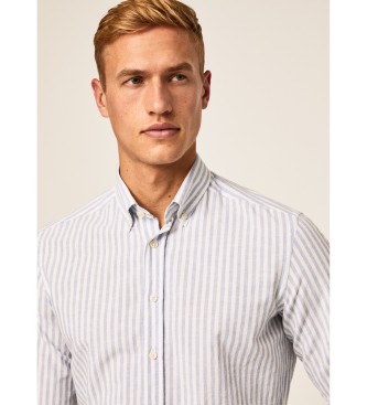 Hackett London Camisa Melange Stripe Blanco, Azul