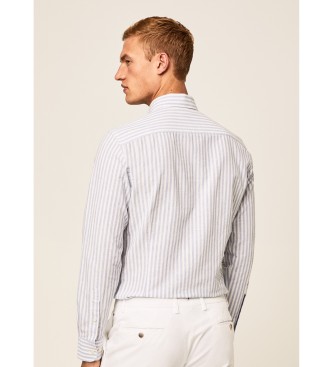 Hackett London Camisa Melange Stripe Blanco, Azul