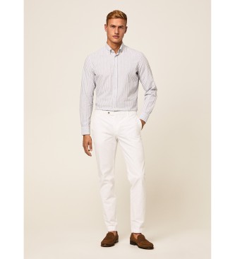 Hackett London Camisa de Listra de Melange Branca, Azul