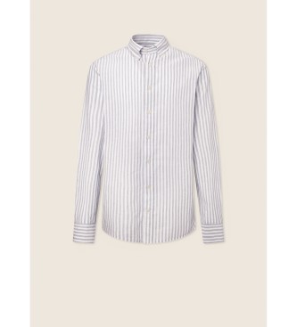 Hackett London Camisa de Listra de Melange Branca, Azul