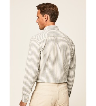 Hackett London Camisa Melange Stripe Blanco, Verde