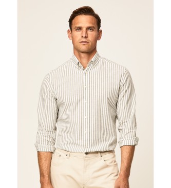 Hackett London Camisa Melange Stripe Blanco, Verde