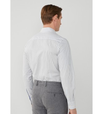 Hackett London Melanžna srajca s črtami v sivi barvi 