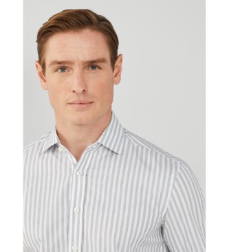 Hackett London Grijs shirt met gemleerde strepen 