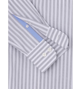 Hackett London Melanžna srajca s črtami v sivi barvi 