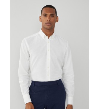 Hackett London Melanżowa koszula teksturowana biała