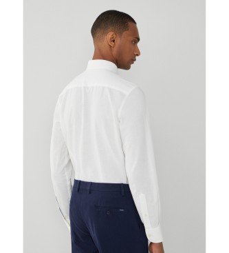 Hackett London Melanżowa koszula teksturowana biała