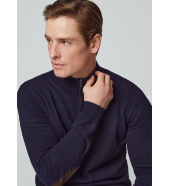 Hackett London Merino Cash Mix Hzip marinbl trja