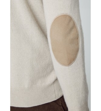 Hackett London Maglione con cerniera in misto lana merino bianca