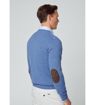 Hackett London Camisola azul Merino Cash Mix V