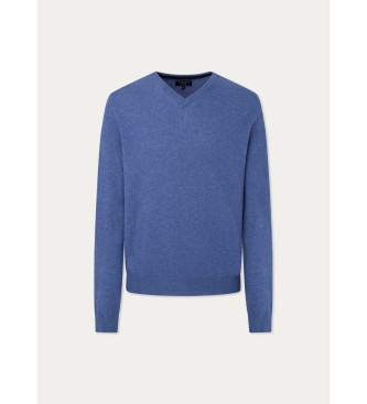 Hackett London Camisola azul Merino Cash Mix V