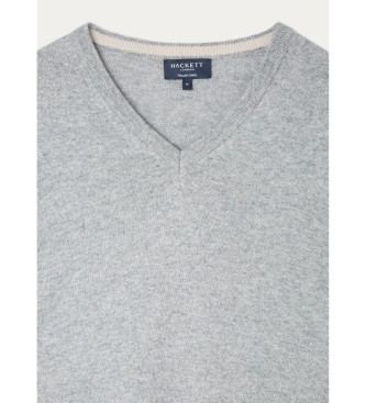 Hackett London Pull gris Merino Cash Mix V