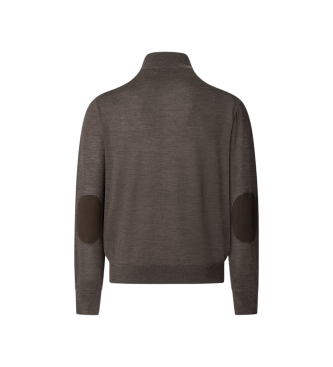 Hackett London Merino zijde Hzip trui bruin