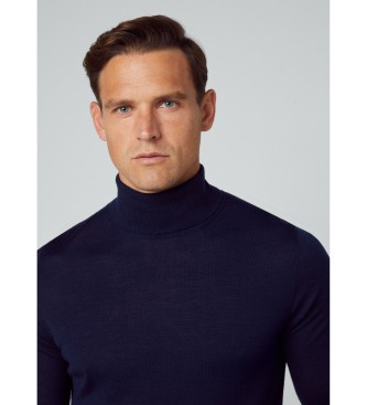 Hackett London Granatowy sweter z jedwabiu merynosowego