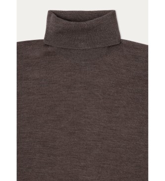 Hackett London Camisola de seda merino castanha