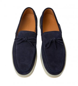 Hackett London Suede Leather Moccasins Cupsole navy