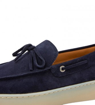 Hackett London Suede Leather Moccasins Cupsole navy