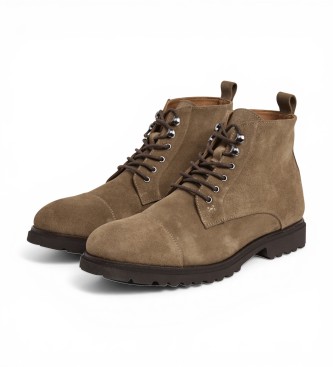 Hackett London Hudson taupefarbene Lederstiefeletten