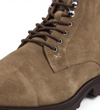 Hackett London Hudson taupefarbene Lederstiefeletten