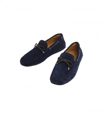 Hackett London Suede Leather Loafers Navy Driver