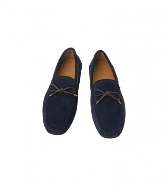 Hackett London Suede Leather Loafers Navy Driver