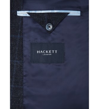Hackett London Blazer in tessuto Mouline Wpane blu scuro