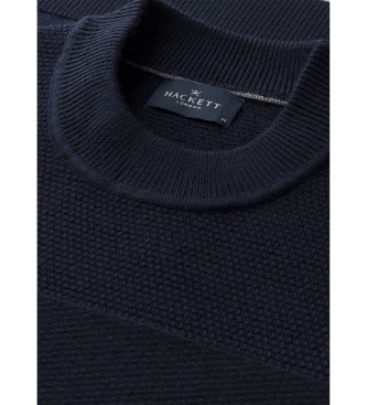 Hackett London Multi Stitch navy jumper