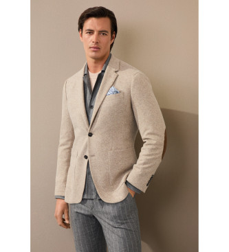 Hackett London Blazer in a blend of wool and other beige fibres