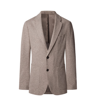 Hackett London Blazer in a blend of wool and other beige fibres